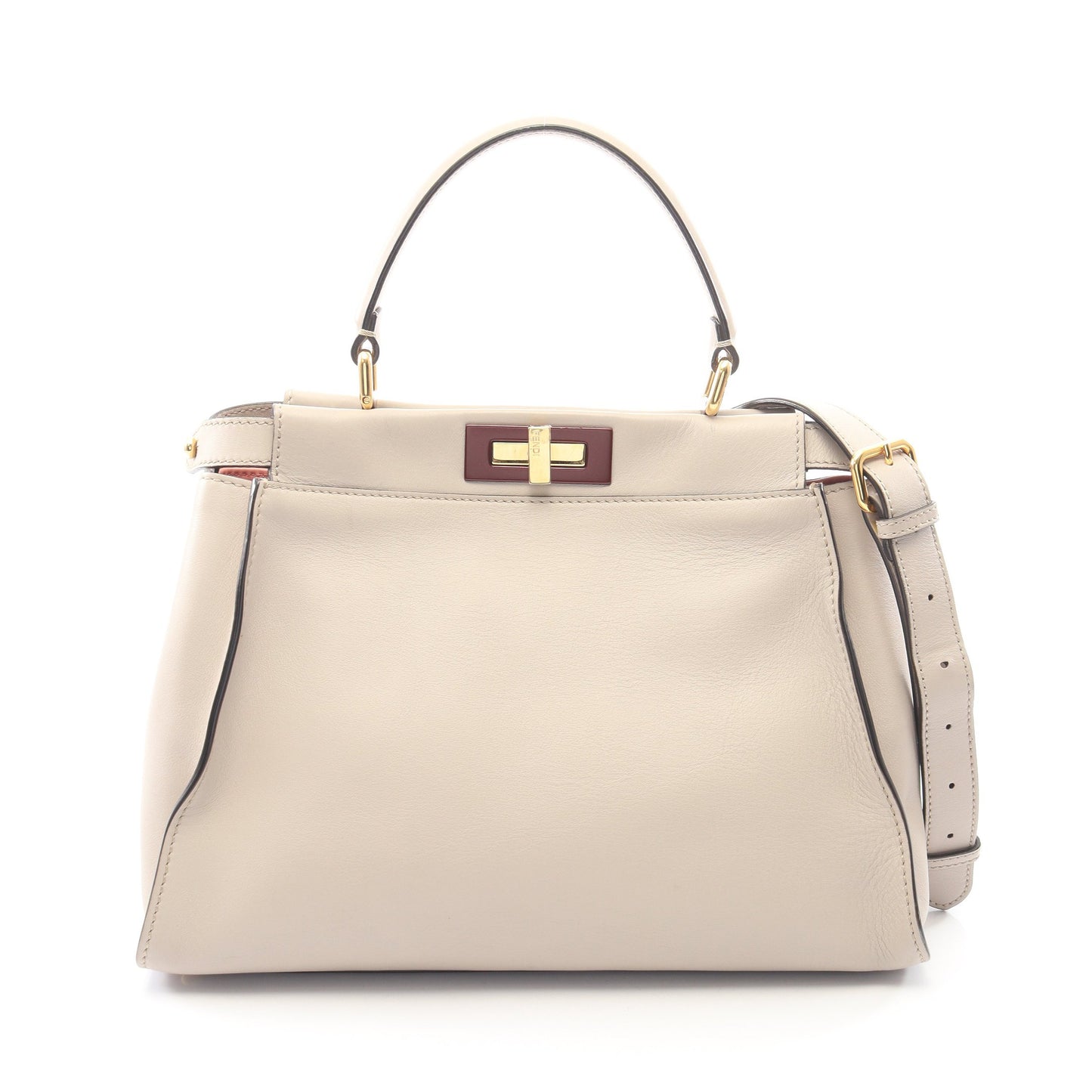 ピーカブー レギュラー 2WAY ハンドバッグ レザー グレーベージュ フェンディ バッグ FENDI