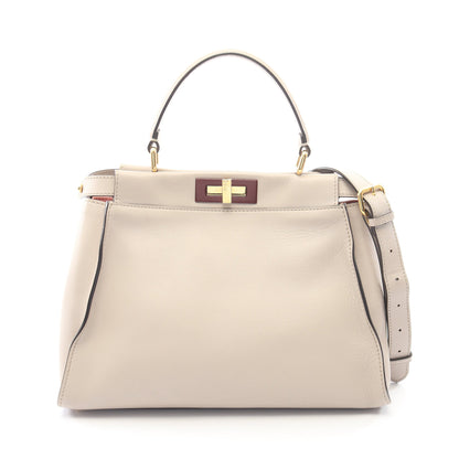 ピーカブー レギュラー 2WAY ハンドバッグ レザー グレーベージュ フェンディ バッグ FENDI