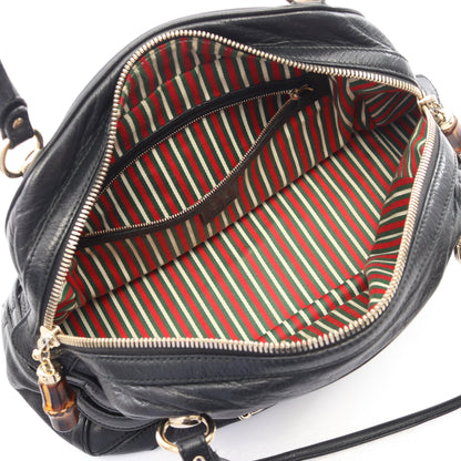 バンブー ホースビット ハンドバッグ レザー ブラック グッチ バッグ GUCCI