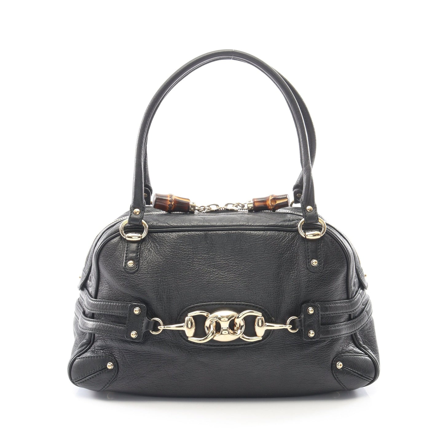 バンブー ホースビット ハンドバッグ レザー ブラック グッチ バッグ GUCCI