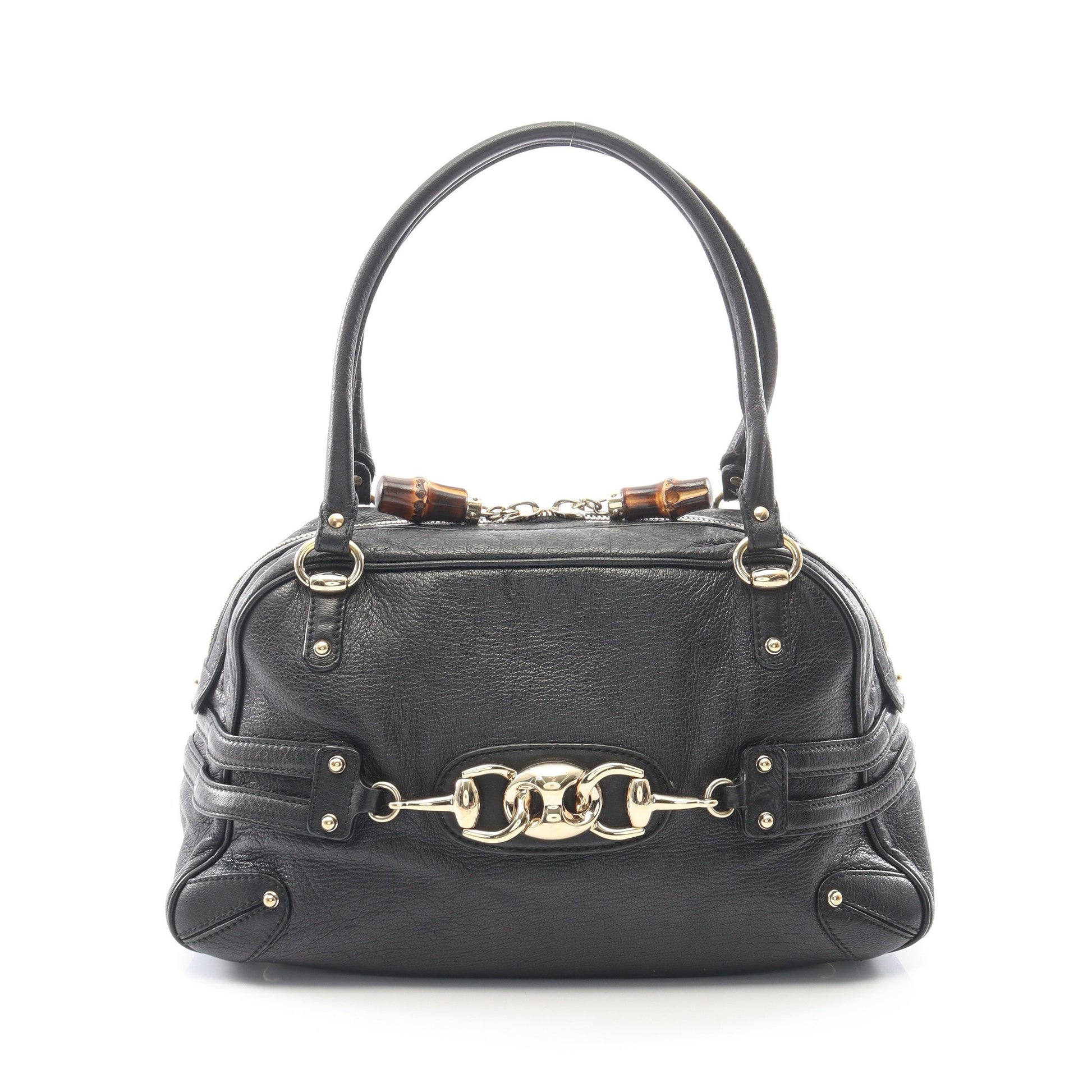 バンブー ホースビット ハンドバッグ レザー ブラック グッチ バッグ GUCCI