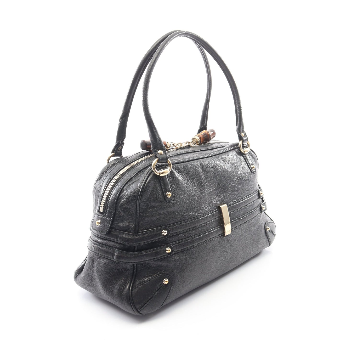 バンブー ホースビット ハンドバッグ レザー ブラック グッチ バッグ GUCCI