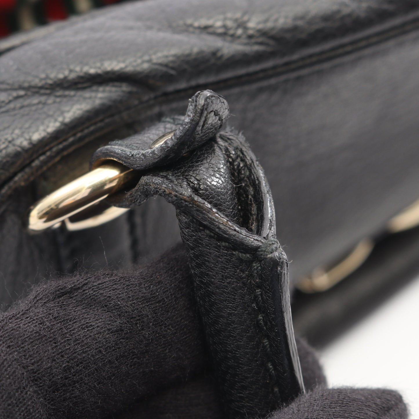 バンブー ホースビット ハンドバッグ レザー ブラック グッチ バッグ GUCCI