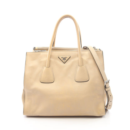 トライアングルロゴ 2WAY ハンドバッグ トートバッグ レザー ベージュ プラダ バッグ PRADA