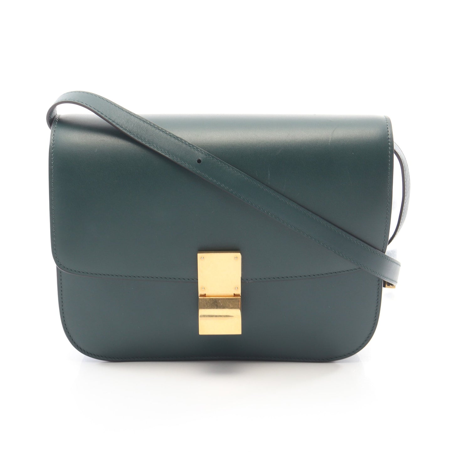クラシックボックス ミディアム ショルダーバッグ レザー ダークグリーン セリーヌ バッグ CELINE