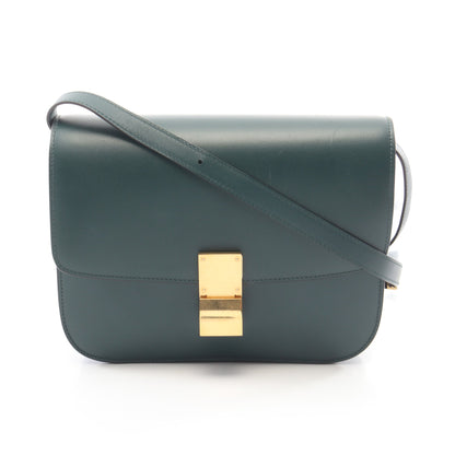 クラシックボックス ミディアム ショルダーバッグ レザー ダークグリーン セリーヌ バッグ CELINE