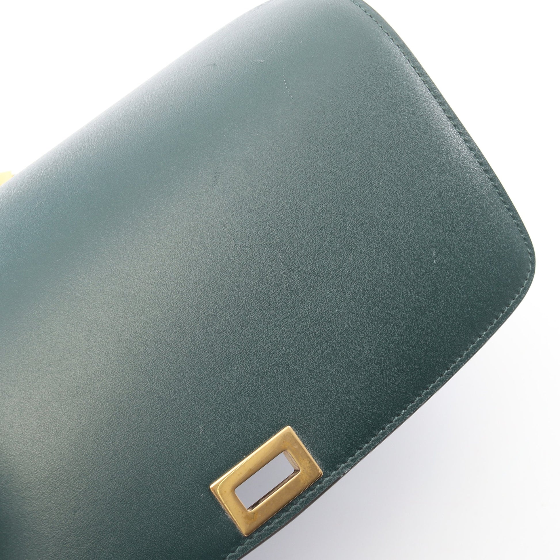 クラシックボックス ミディアム ショルダーバッグ レザー ダークグリーン セリーヌ バッグ CELINE
