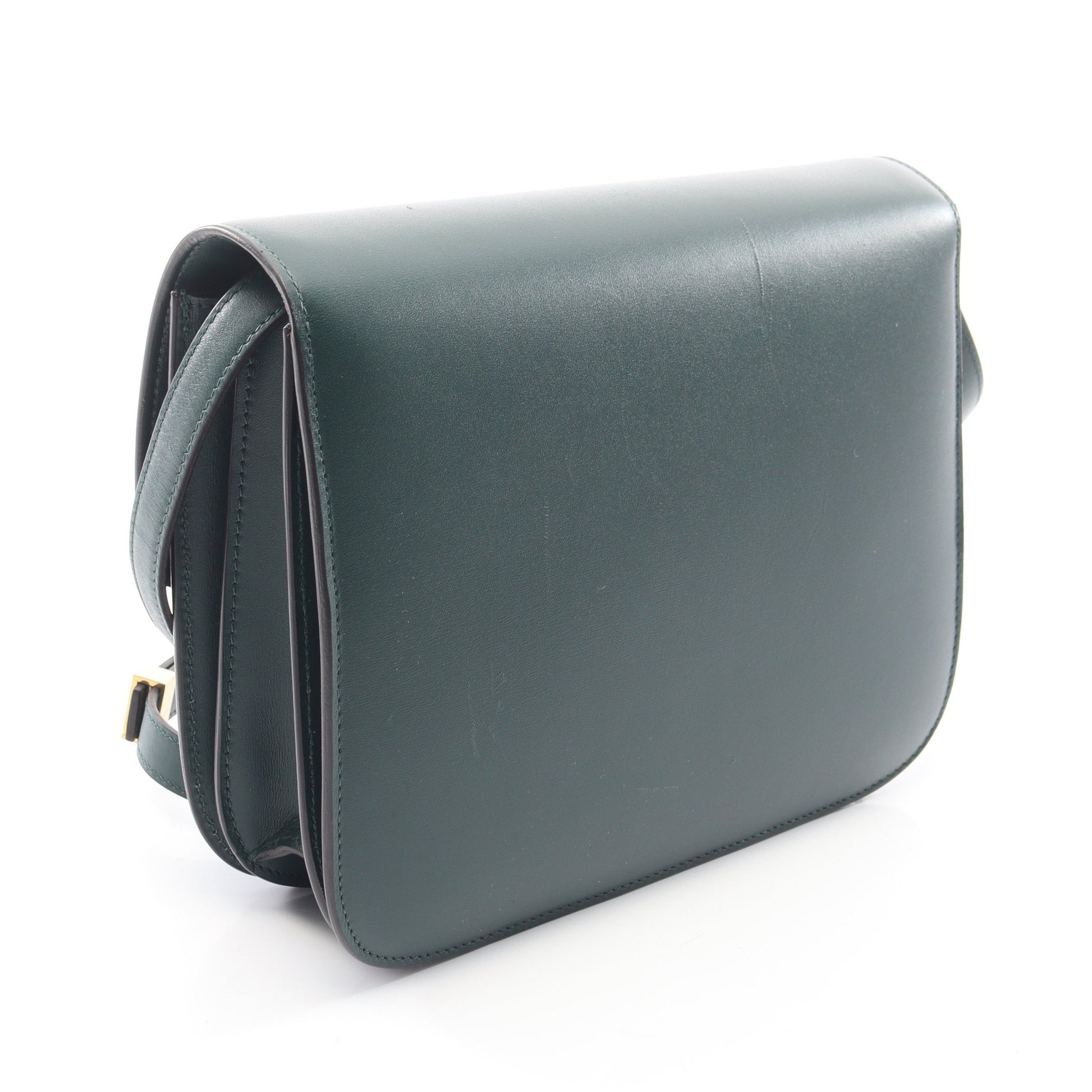 クラシックボックス ミディアム ショルダーバッグ レザー ダークグリーン セリーヌ バッグ CELINE