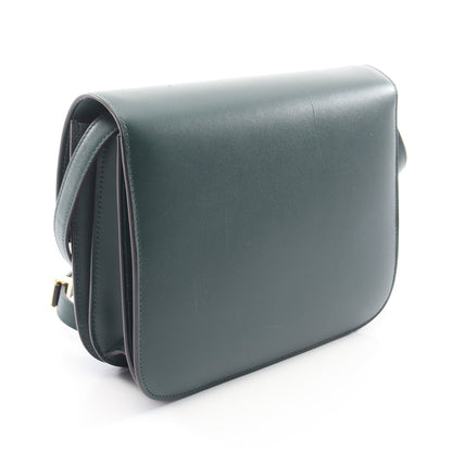 クラシックボックス ミディアム ショルダーバッグ レザー ダークグリーン セリーヌ バッグ CELINE