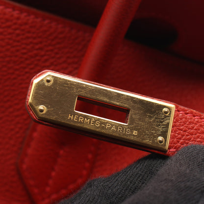 バーキン35 ルージュヴィフ ハンドバッグ トゴ レッド ゴールド金具 □H刻印 エルメス バッグ HERMES
