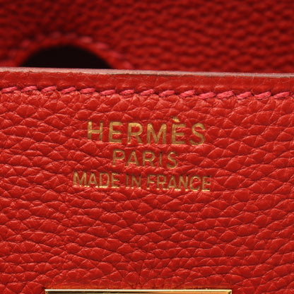 バーキン35 ルージュヴィフ ハンドバッグ トゴ レッド ゴールド金具 □H刻印 エルメス バッグ HERMES