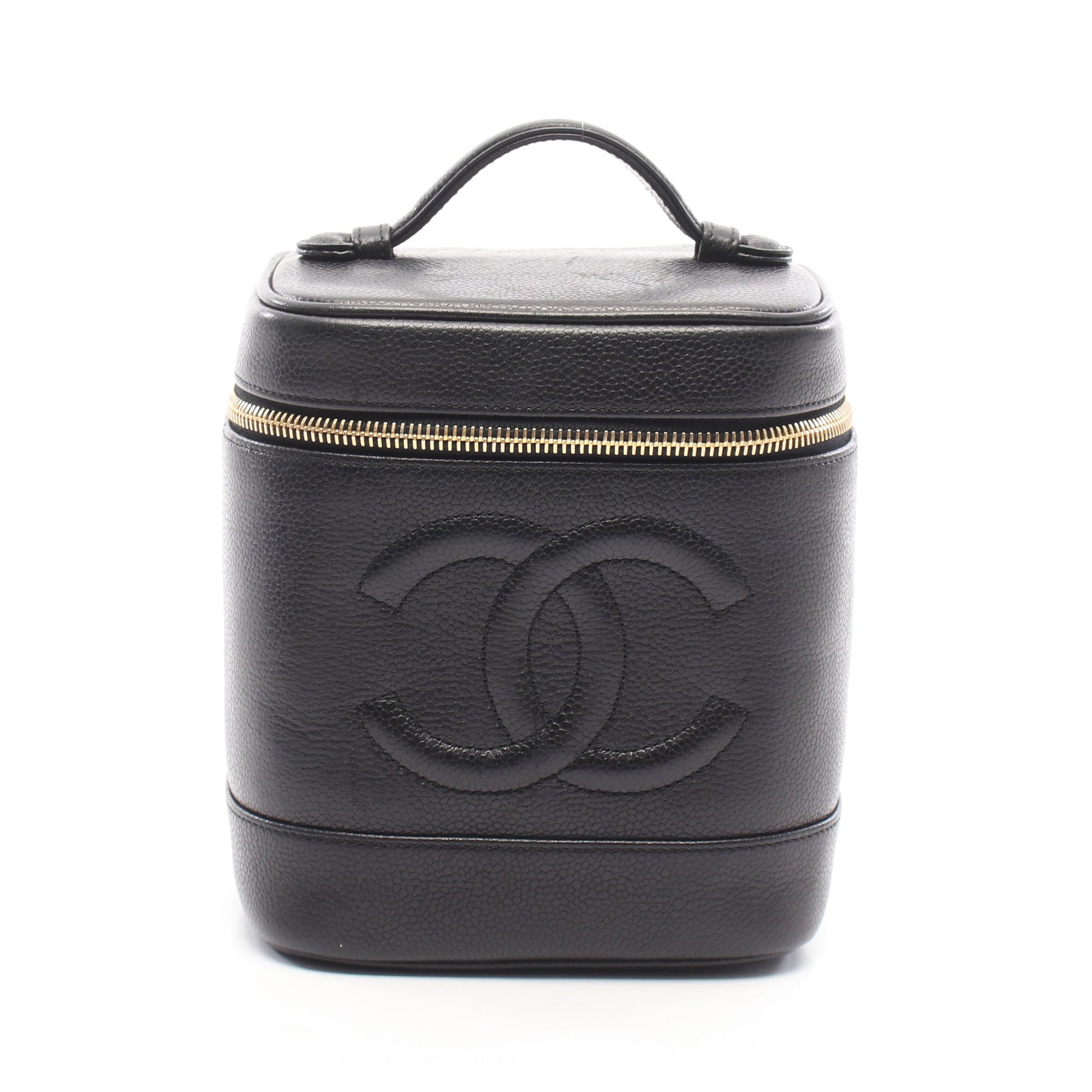 ココマーク ハンドバッグ バニティバッグ キャビアスキン ブラック ゴールド金具 シャネル バッグ CHANEL