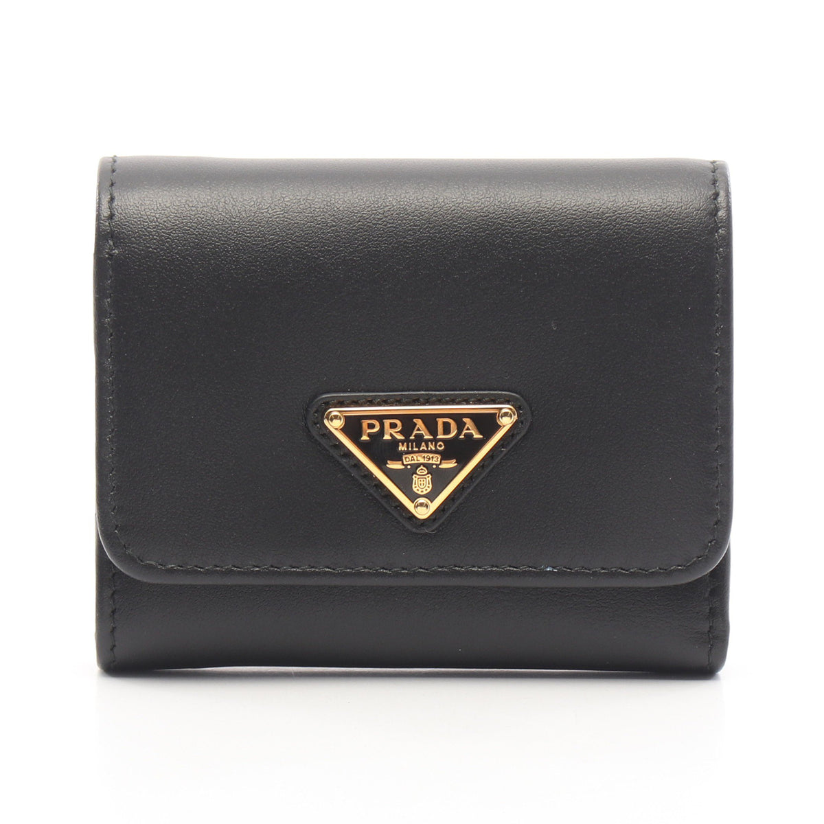CITY CALF TAB 三つ折り長財布 レザー ブラック プラダ – RECLO