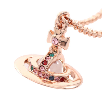 NEW PETITE ORB PENDANT ネックレス GP クリスタル ラインストーン ピンクゴールド クリア マルチカラー ヴィヴィアンウエストウッド