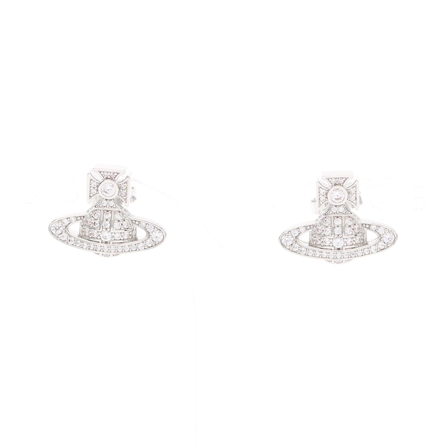 CARMELA BAS RELIEF EARRINGS ピアス ラインストーン シルバー クリア ヴィヴィアンウエストウッド