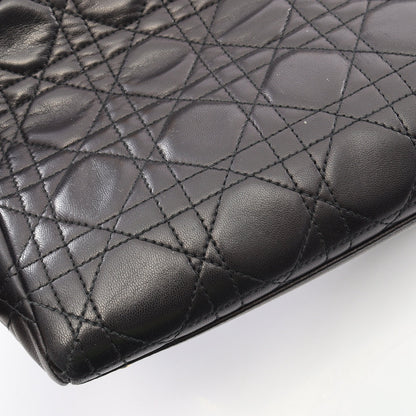 LADY DIOR レディディオール カナージュ 2WAY ハンドバッグ レザー ブラック クリスチャンディオール