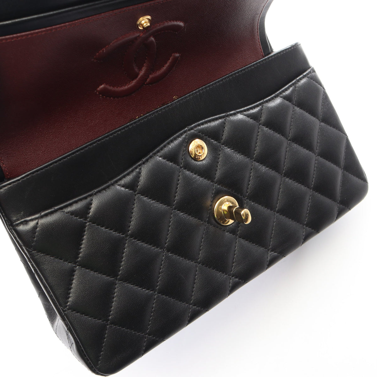 マトラッセ Wフラップ Wチェーンショルダーバッグ ラムスキン ブラック ゴールド金具 シャネル バッグ CHANEL