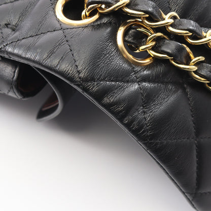 マトラッセ Wフラップ Wチェーンショルダーバッグ ラムスキン ブラック ゴールド金具 シャネル バッグ CHANEL