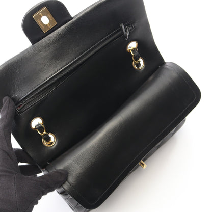 マトラッセ Wフラップ Wチェーンショルダーバッグ ラムスキン ブラック ゴールド金具 シャネル バッグ CHANEL