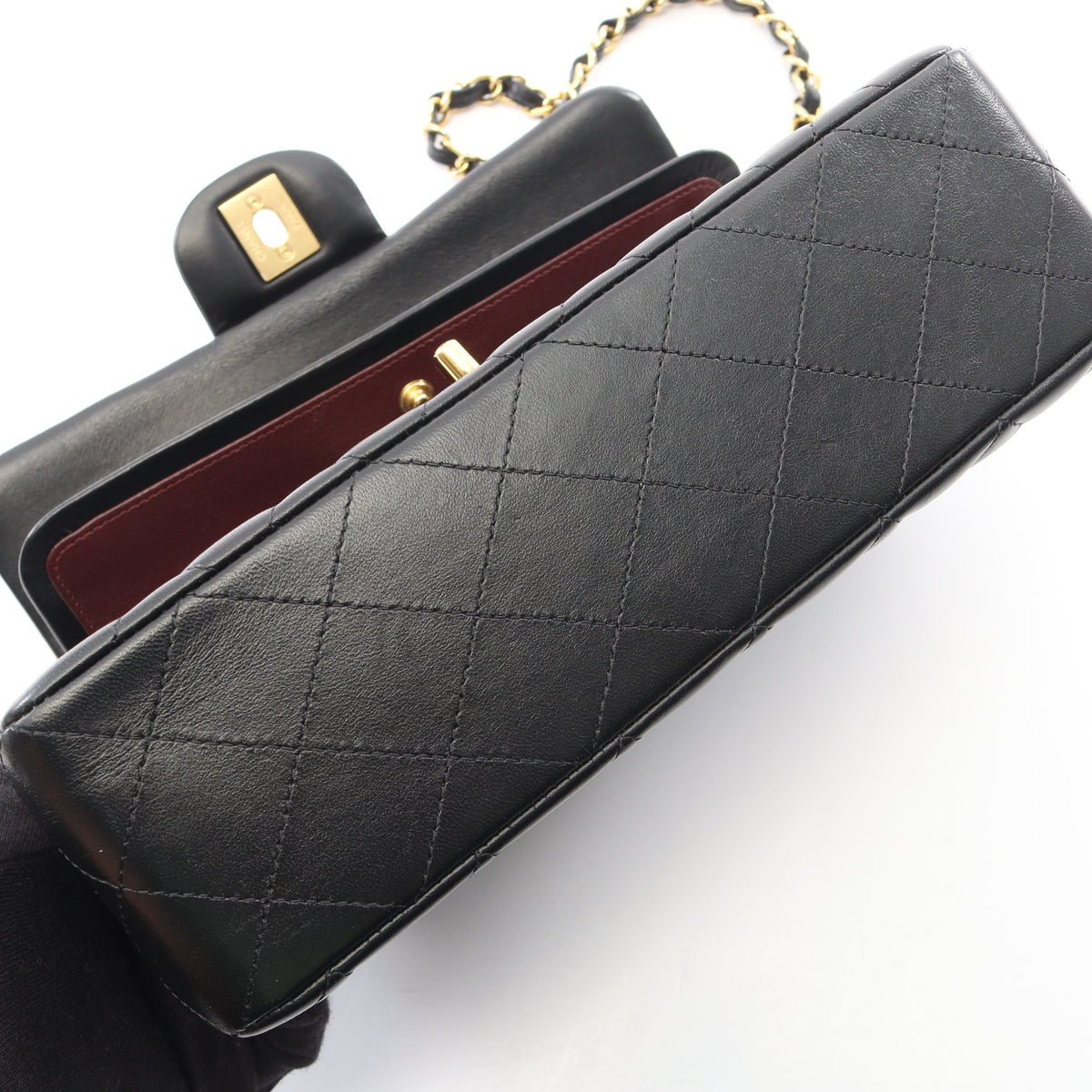 マトラッセ Wフラップ Wチェーンショルダーバッグ ラムスキン ブラック ゴールド金具 シャネル バッグ CHANEL
