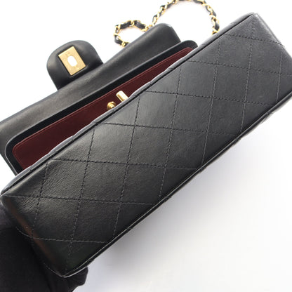 マトラッセ Wフラップ Wチェーンショルダーバッグ ラムスキン ブラック ゴールド金具 シャネル バッグ CHANEL