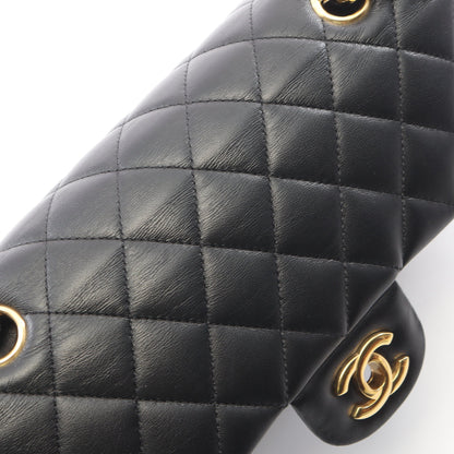 マトラッセ Wフラップ Wチェーンショルダーバッグ ラムスキン ブラック ゴールド金具 シャネル バッグ CHANEL
