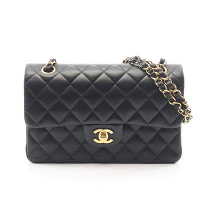 マトラッセ Wフラップ Wチェーンショルダーバッグ ラムスキン ブラック ゴールド金具 シャネル バッグ CHANEL