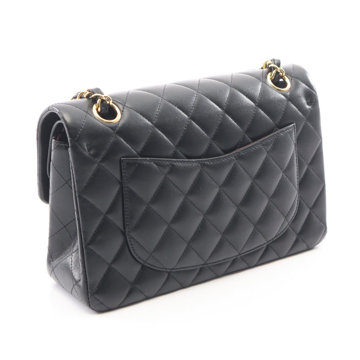 マトラッセ Wフラップ Wチェーンショルダーバッグ ラムスキン ブラック ゴールド金具 シャネル バッグ CHANEL