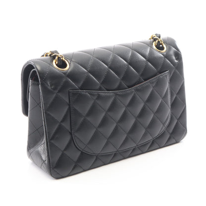 マトラッセ Wフラップ Wチェーンショルダーバッグ ラムスキン ブラック ゴールド金具 シャネル バッグ CHANEL