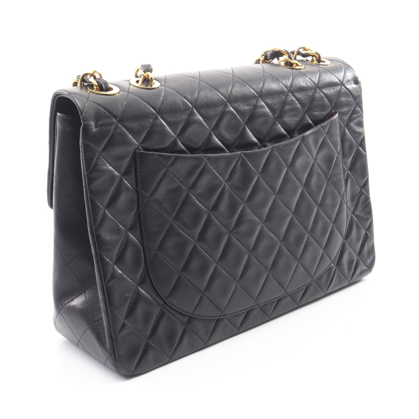デカマトラッセ34 Wチェーンショルダーバッグ ラムスキン ブラック ゴールド金具 ヴィンテージ シャネル バッグ CHANEL