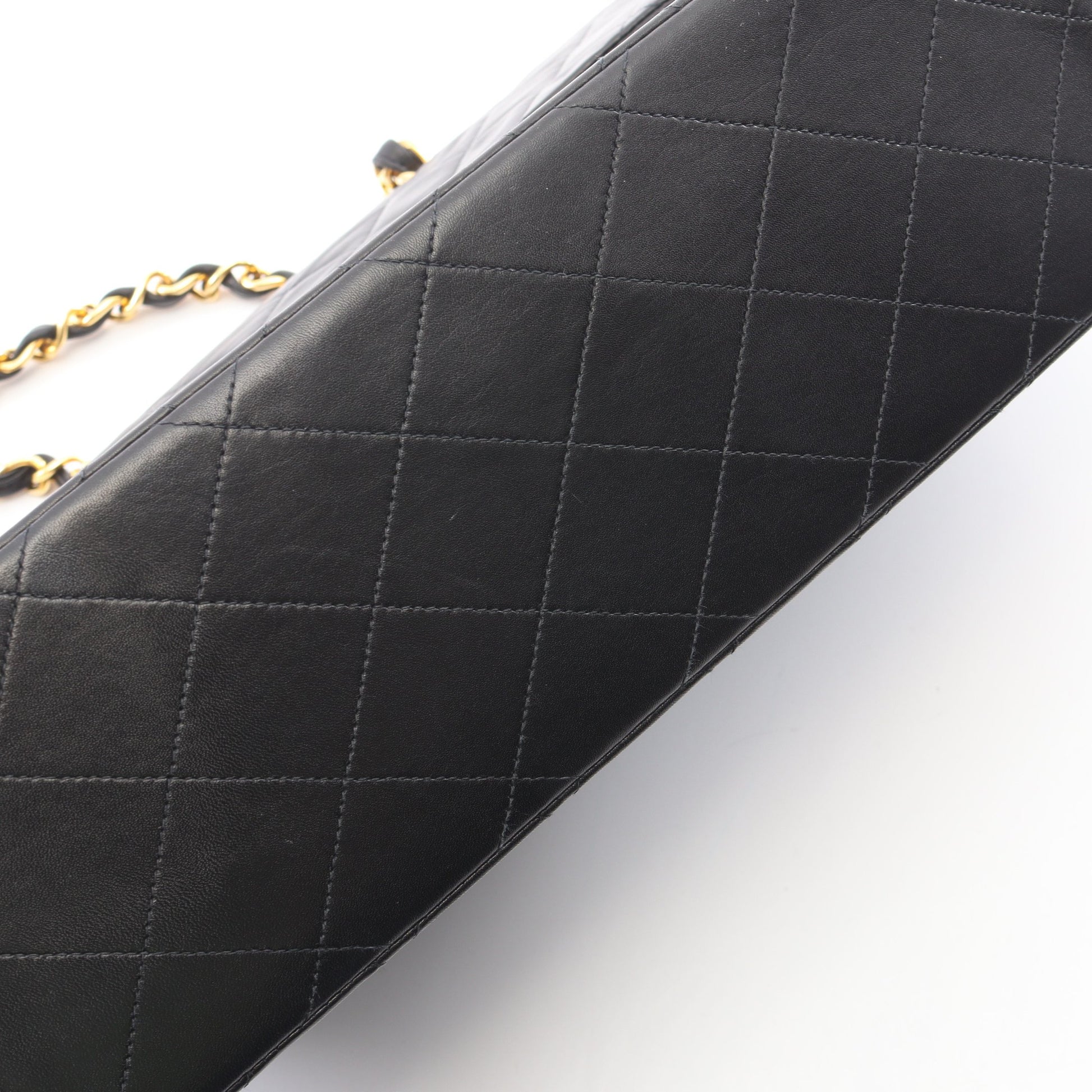 デカマトラッセ34 Wチェーンショルダーバッグ ラムスキン ブラック ゴールド金具 ヴィンテージ シャネル バッグ CHANEL