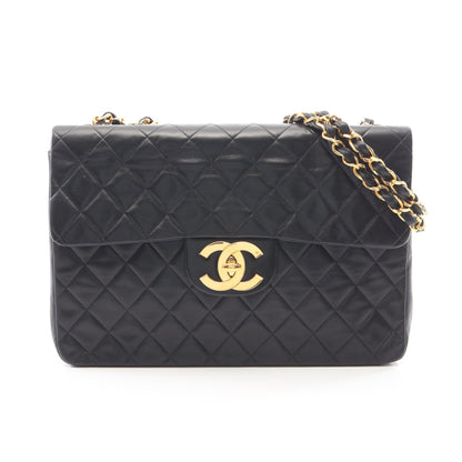 デカマトラッセ34 Wチェーンショルダーバッグ ラムスキン ブラック ゴールド金具 ヴィンテージ シャネル バッグ CHANEL