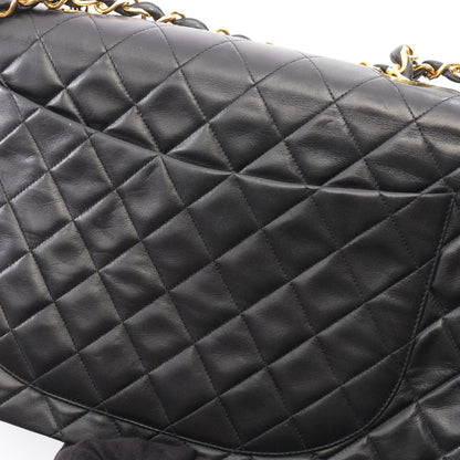 デカマトラッセ34 Wチェーンショルダーバッグ ラムスキン ブラック ゴールド金具 ヴィンテージ シャネル バッグ CHANEL