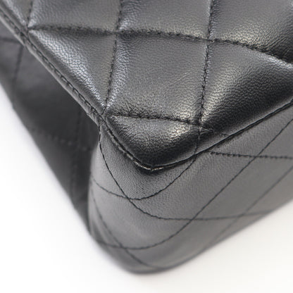 マトラッセ Wフラップ Wチェーンショルダーバッグ ラムスキン ブラック シルバー金具 シャネル バッグ CHANEL