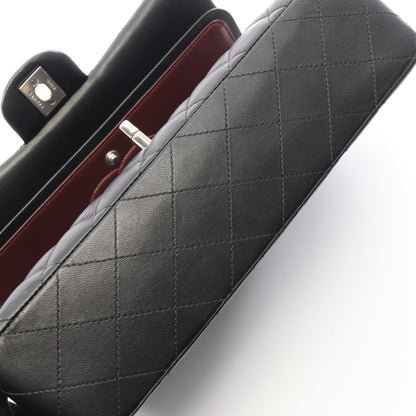 マトラッセ Wフラップ Wチェーンショルダーバッグ ラムスキン ブラック シルバー金具 シャネル バッグ CHANEL