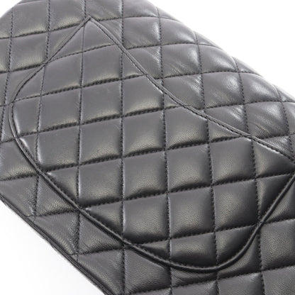 マトラッセ Wフラップ Wチェーンショルダーバッグ ラムスキン ブラック シルバー金具 シャネル バッグ CHANEL