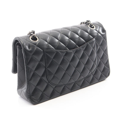 マトラッセ Wフラップ Wチェーンショルダーバッグ ラムスキン ブラック シルバー金具 シャネル バッグ CHANEL