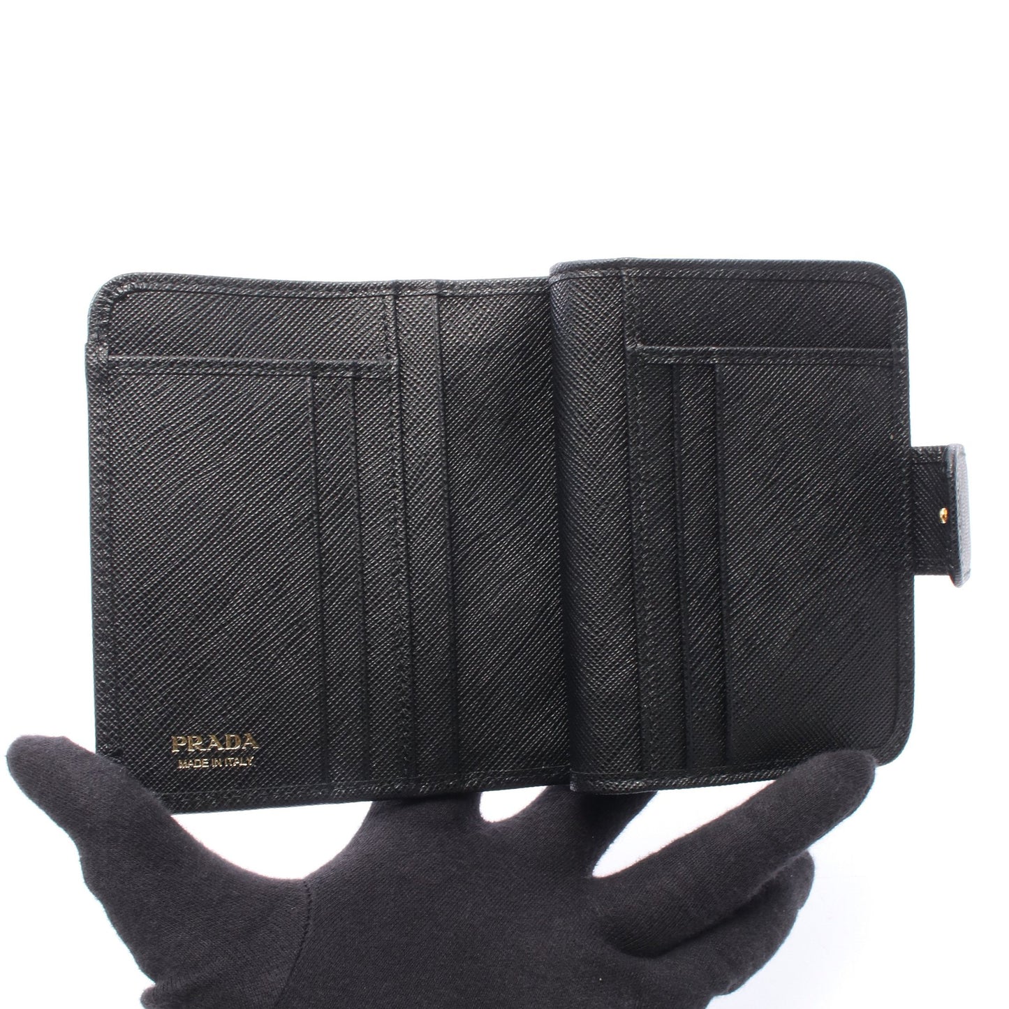 SAFFIANO METAL 二つ折り財布 サフィアーノレザー ブラック プラダ