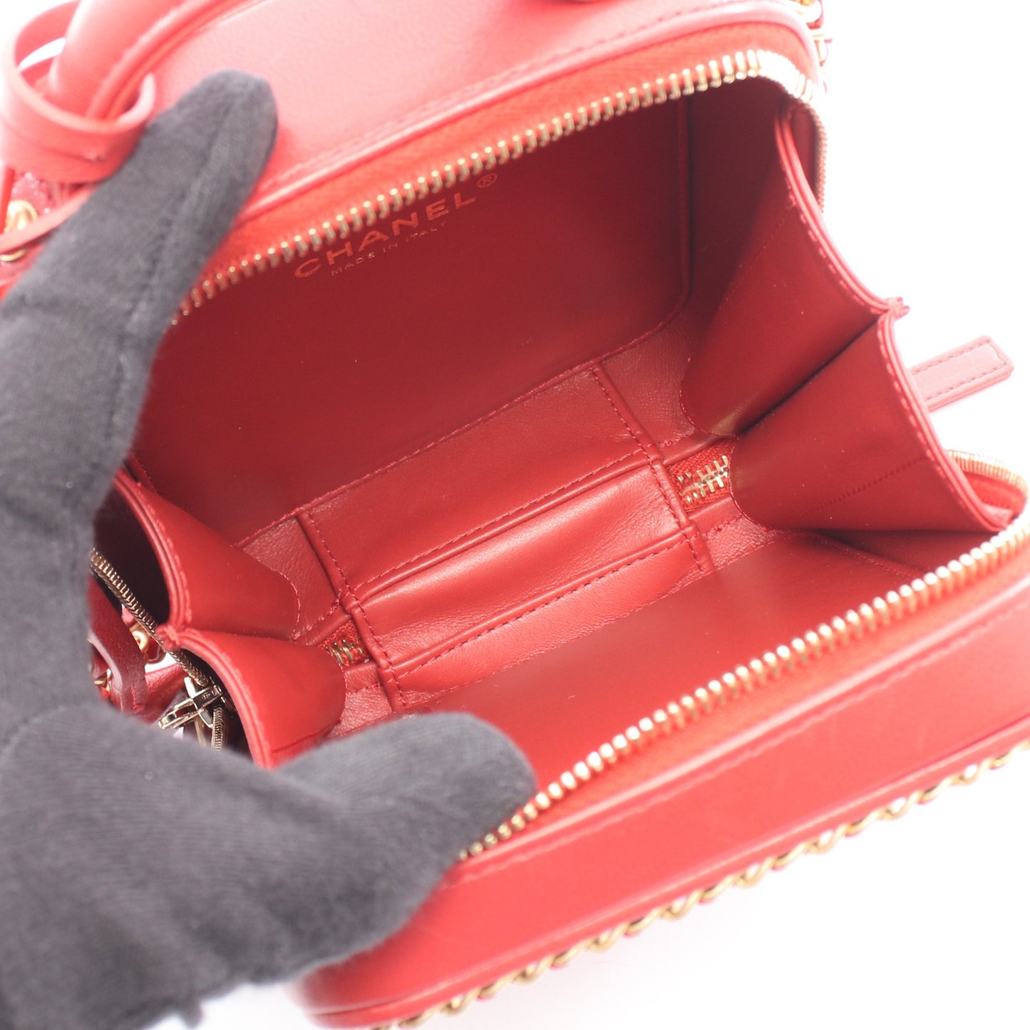 CCフィリグリー 2WAY チェーンショルダーバッグ レザー レッド ゴールド金具 シャネル バッグ CHANEL