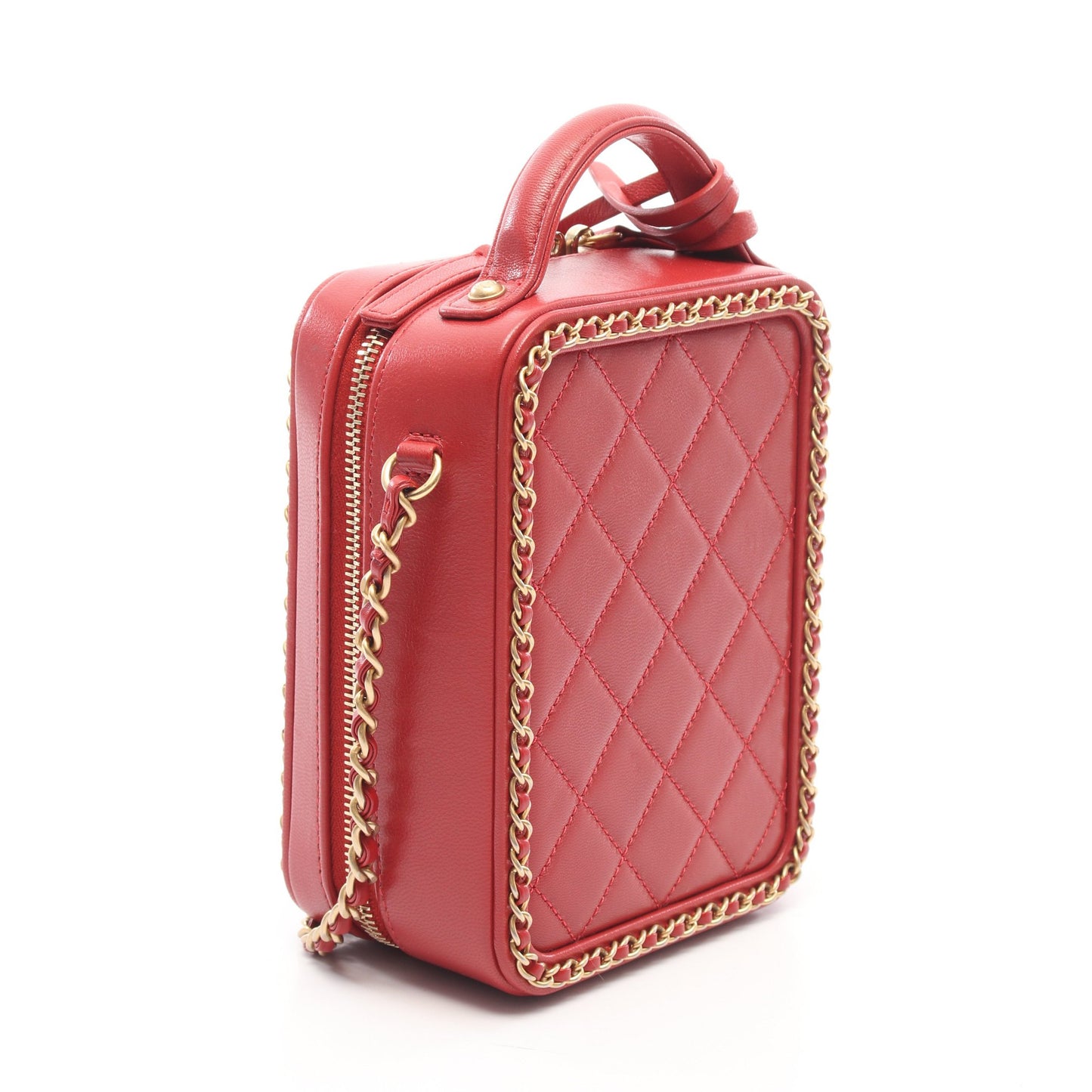 CCフィリグリー 2WAY チェーンショルダーバッグ レザー レッド ゴールド金具 シャネル バッグ CHANEL