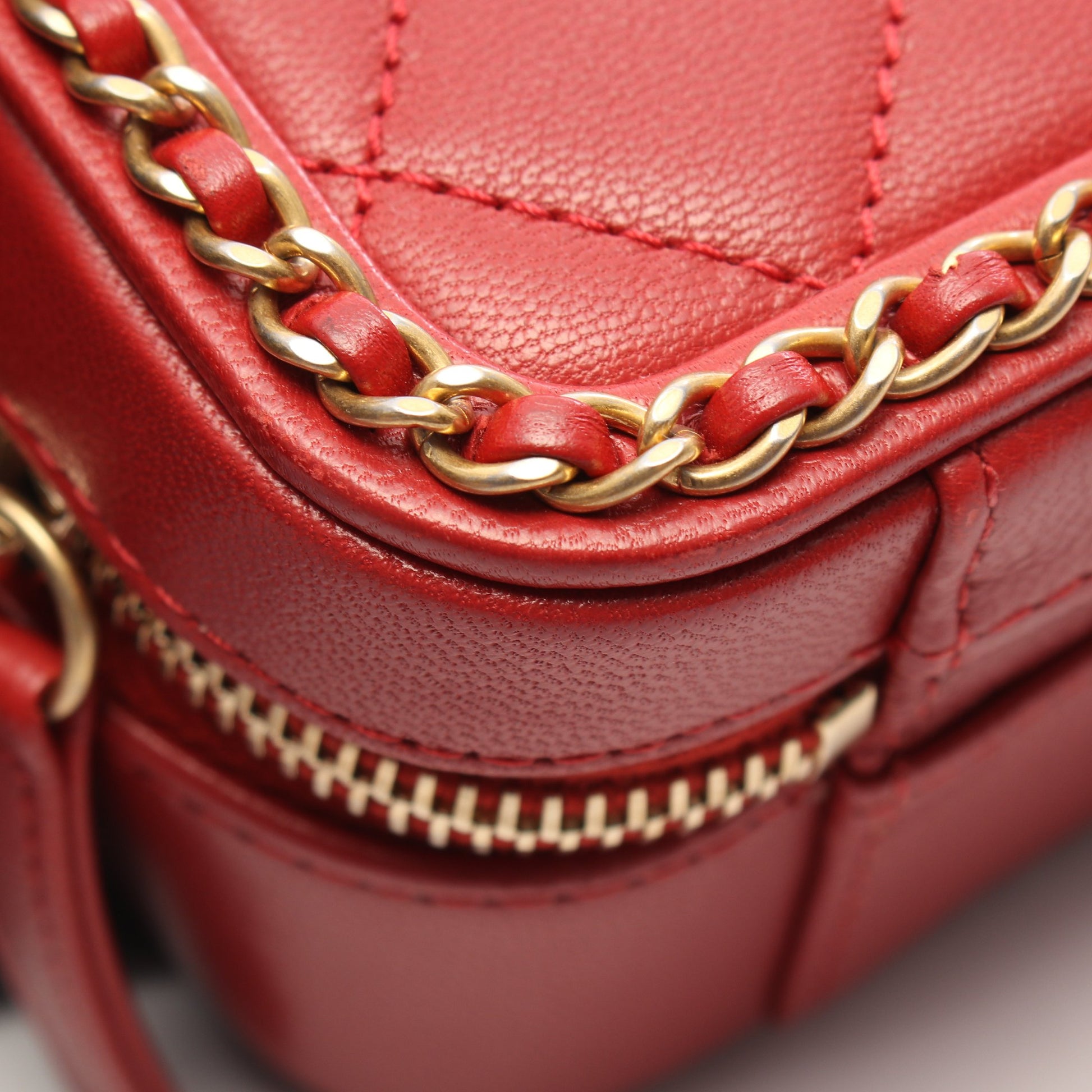 CCフィリグリー 2WAY チェーンショルダーバッグ レザー レッド ゴールド金具 シャネル バッグ CHANEL