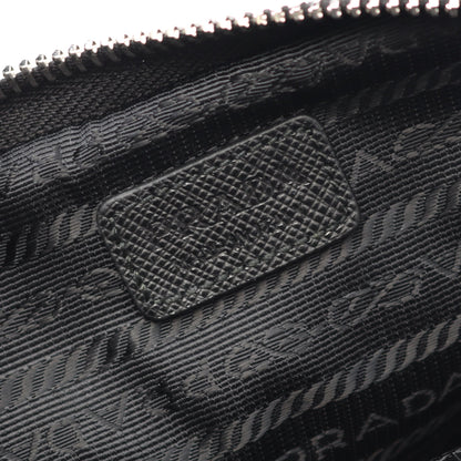 Re-Nylon スマートフォンケース ショルダーバッグ ナイロン サフィアーノレザー ブラック プラダ