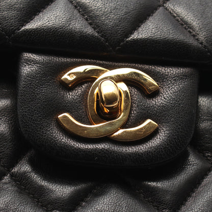 マトラッセ Wフラップ Wチェーンショルダーバッグ ラムスキン ブラック ゴールド金具 シャネル バッグ CHANEL