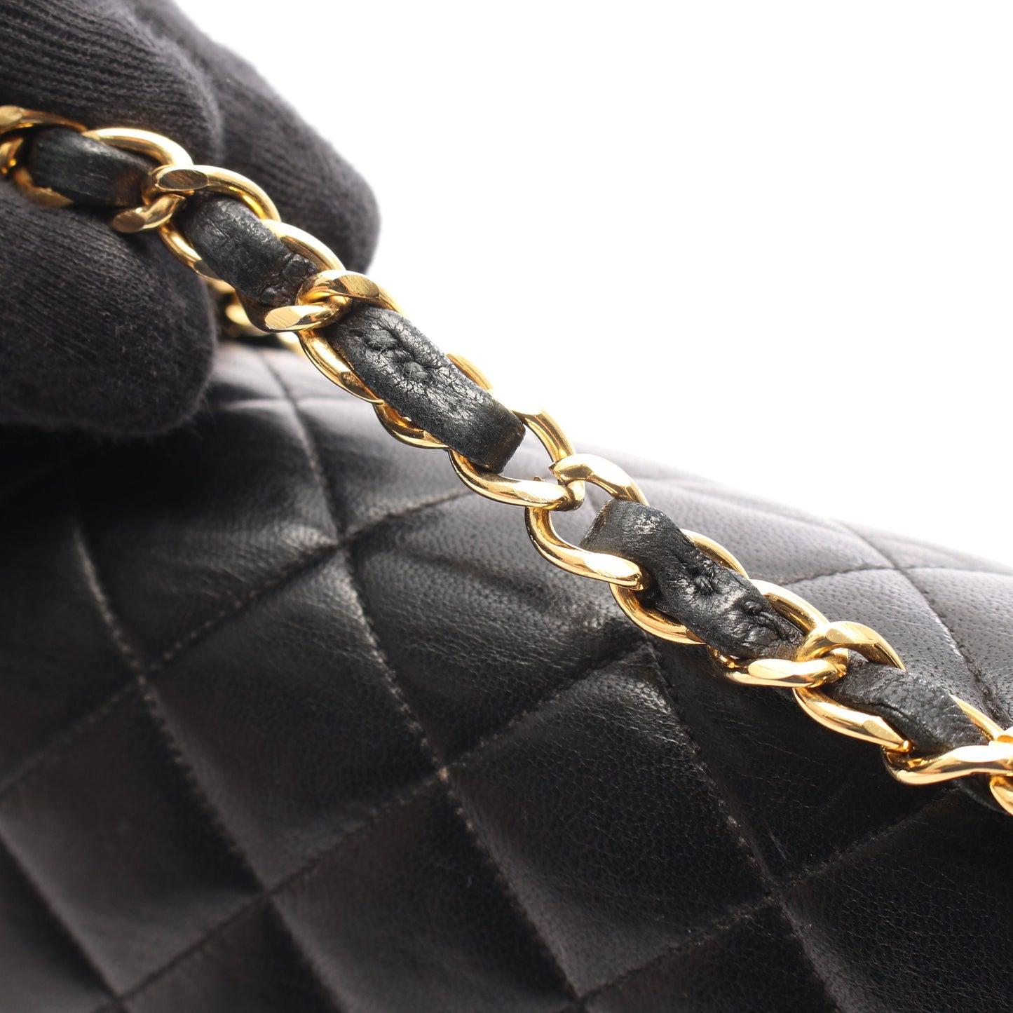 マトラッセ Wフラップ Wチェーンショルダーバッグ ラムスキン ブラック ゴールド金具 シャネル バッグ CHANEL