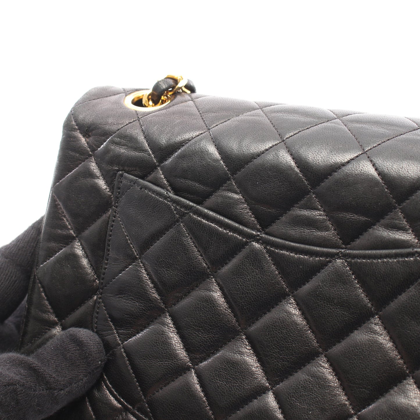 マトラッセ Wフラップ Wチェーンショルダーバッグ ラムスキン ブラック ゴールド金具 シャネル バッグ CHANEL
