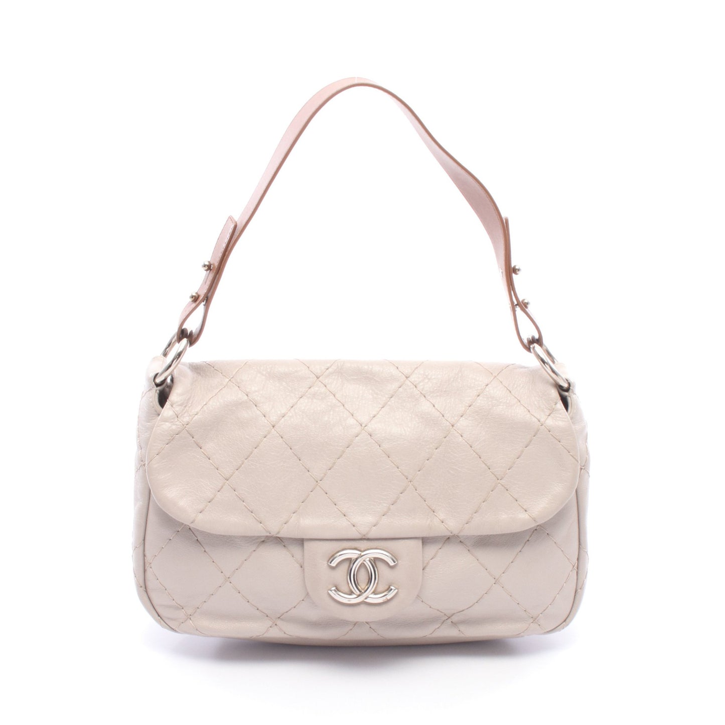 ウルトラステッチ ショルダーバッグ ワンショルダーバッグ レザー ベージュ ブラウン シルバー金具 シャネル バッグ CHANEL