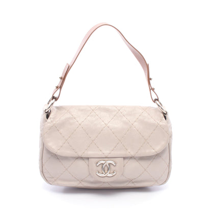 ウルトラステッチ ショルダーバッグ ワンショルダーバッグ レザー ベージュ ブラウン シルバー金具 シャネル バッグ CHANEL