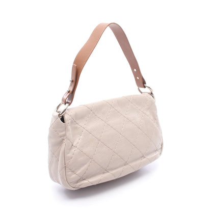 ウルトラステッチ ショルダーバッグ ワンショルダーバッグ レザー ベージュ ブラウン シルバー金具 シャネル バッグ CHANEL