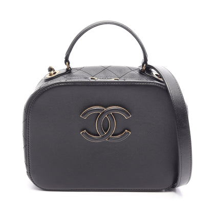 マトラッセ バニティバッグ 2WAY チェーンショルダーバッグ レザー ブラック ゴールド金具 シャネル バッグ CHANEL