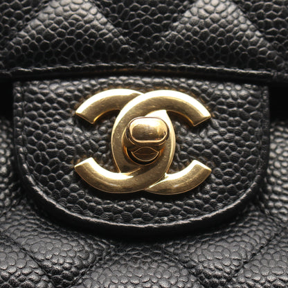 マトラッセ Wフラップ Wチェーンショルダーバッグ キャビアスキン ブラック ゴールド金具 シャネル バッグ CHANEL